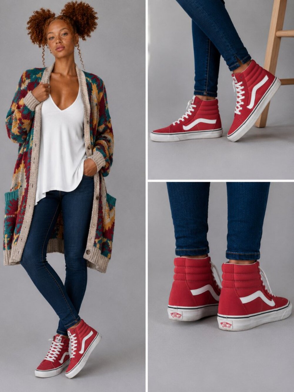 Suede Vans Sk8-Hi Sneakers M/9, W/10.5 Red Good High Top Canvas Skate Shoe